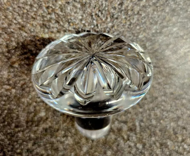 Vintage Faceted Clear Glass Crystal Decanter Bottle Stopper 2.5" Long
