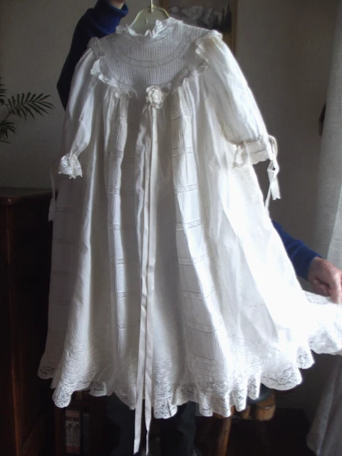 Robe de baptême ancienne, vêtement pour poupée ancienne
