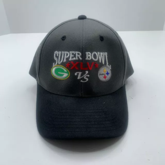 Super Bowl XLV Hat Cap Gray Adjustable One Size NFL Steelers Green Bay Mens U200