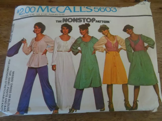 5603 ✂🧵 RARE PATRON McCALL'S VINTAGE 1970 BLOUSE ROBE PANTALON GILET M 42/44