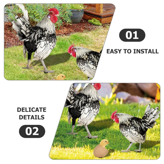9 pcs Stake Garden Stakes Art Backyard Stake Chicken Yard Art for Lawn Yard 2