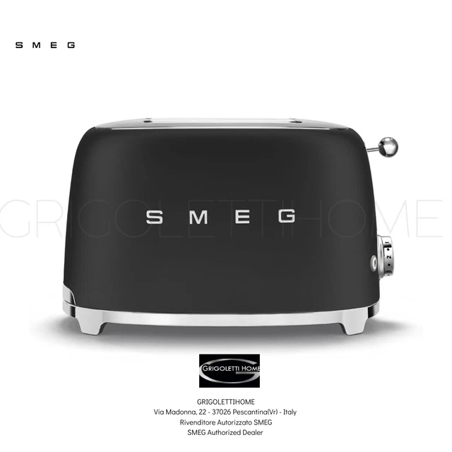 Grille-pain Smeg 2 Tranches – Noir Acier – Design Années 50 – 19.5x31 Cm – Neuf