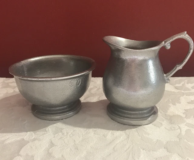 Vintage Wilton Armetale Pewter RWP Creamer & Sugar Bowl USA
