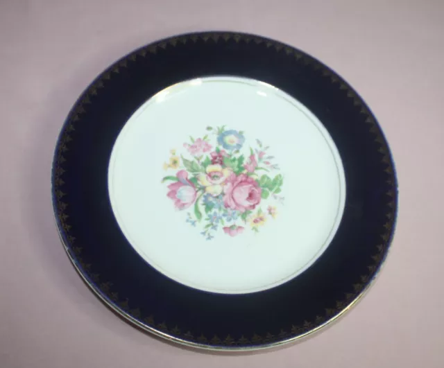 Royal Harvey Late 9 7/8" Navy Blue Floral Gold Gilded  Staffordshire England