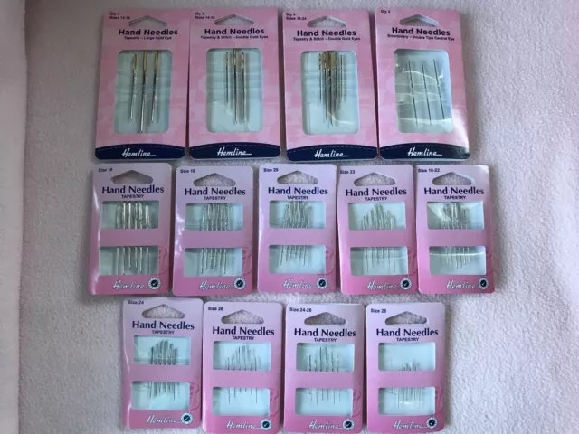 Hemline Hand Sewing Needles ~ Tapestry ~ Embroidery ~ All Sizes ~ Metal