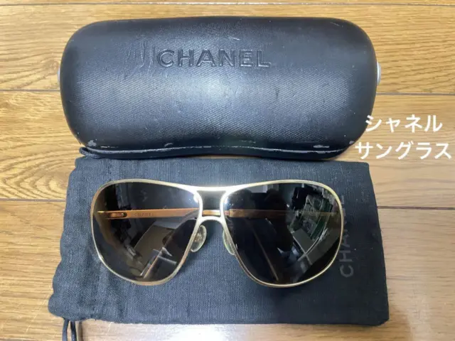 CHANEL CC Logo Men's Sunglasses Eyeware Gold-Frame Used