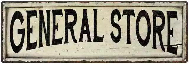 GENERAL STORE Farmhouse Style Wood Look Sign Gift   Metal Decor 106180028179