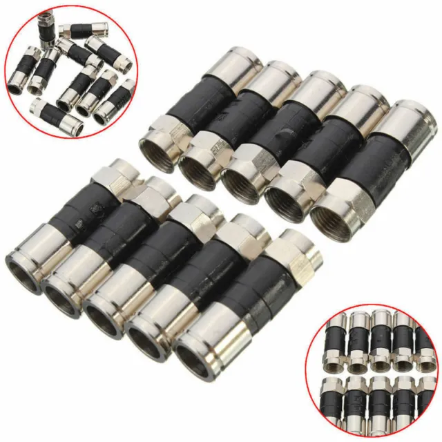 10Pcs RG6 F-Type Compression Snap Seal Plug Connector Sky Satellite Virgin Cable