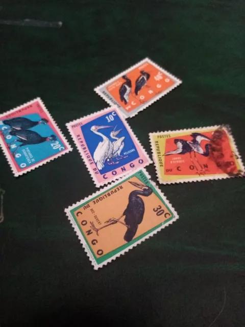 Lot Old stamps Afrique République du Congo 1963 oiseaux protégés  5   used