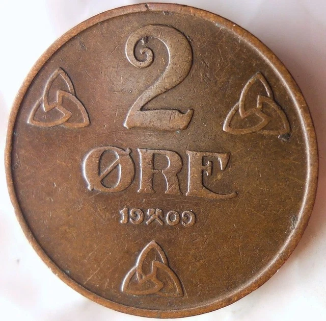 1909 Norvegia 2 Ore - Chiave Presto Periodo - di Qualità Norvegia Bin C