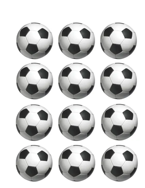 12 X Cup Cake Tops Soccer Ball   Real Edible Icing    Party Image Frosting