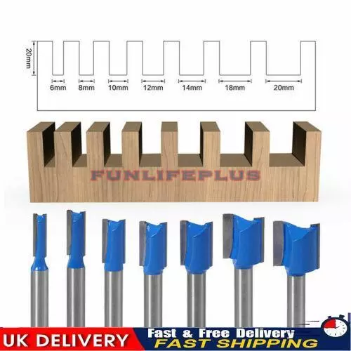 8mm Shank Straight Woodworking Router Bit Set Carpenter Milling Cutter 1/7PCS