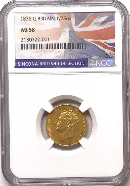 1826 1/2 Sov Half Sovereign King George IV NGC AU58 Gold Coin