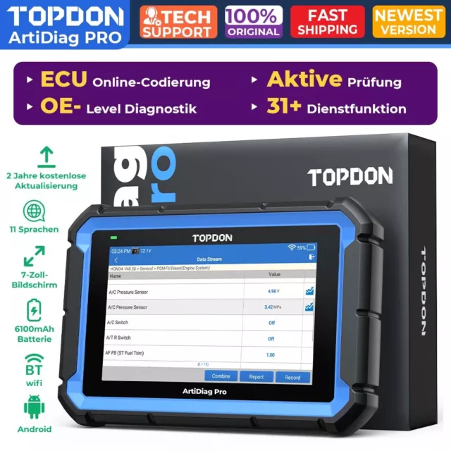 Topdon AD Pro Profi KFZ OBD2 Diagnosegerät Auto Scanner ALLE SYSTEM 31RESET WIFI