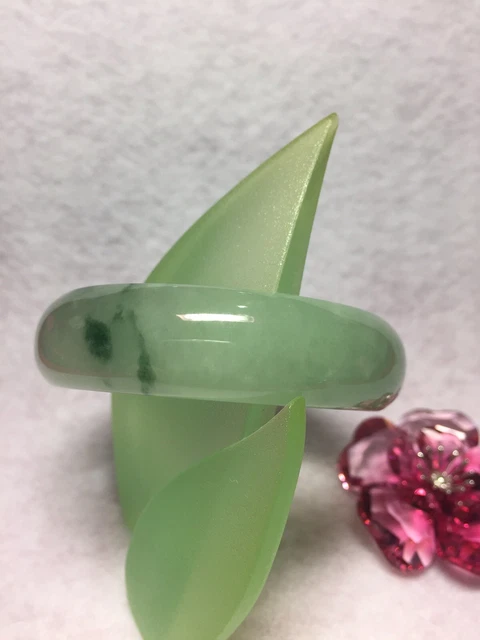 52mm- 100% Natural Jadeite Jade Bangle- Undyed, Untreated- Translucent Green- 2