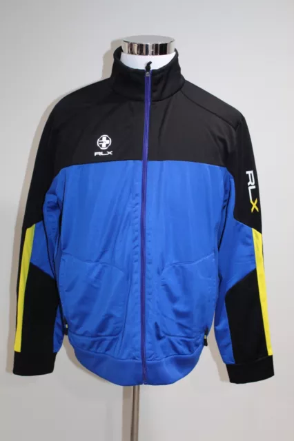 RLX Ralph Lauren Race Golf Jacket Mens XL Blue Black Track Full Zip Long Sleeve