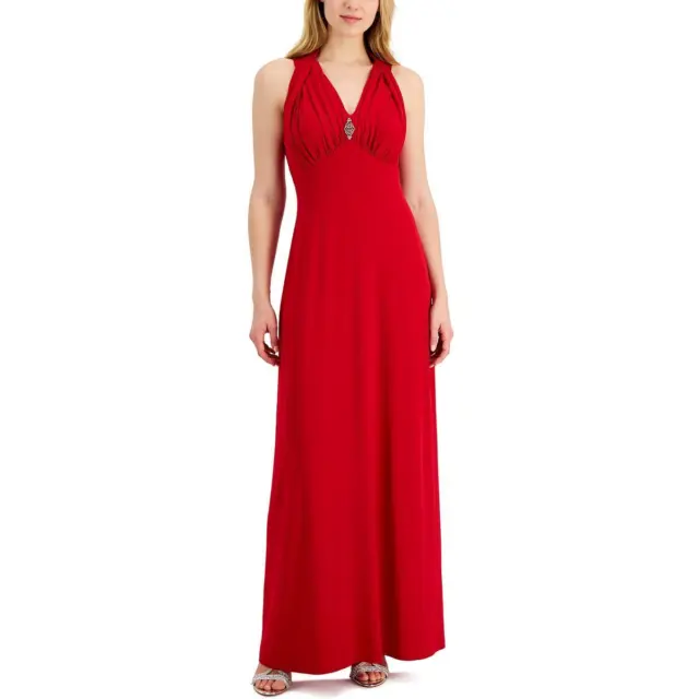 Connected Apparel Womens Red Embellished Maxi Evening Dress Gown 14 BHFO 2917