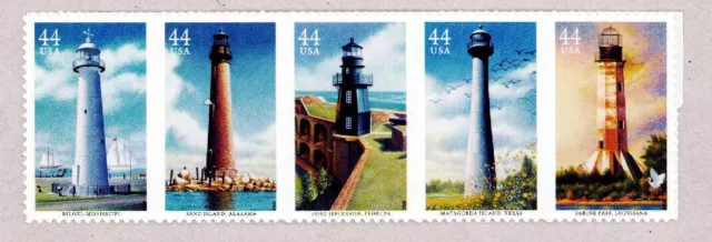 US Scott#  4409-4413 Gulf Coast Lighthouses Strip of 5  MNH 2008