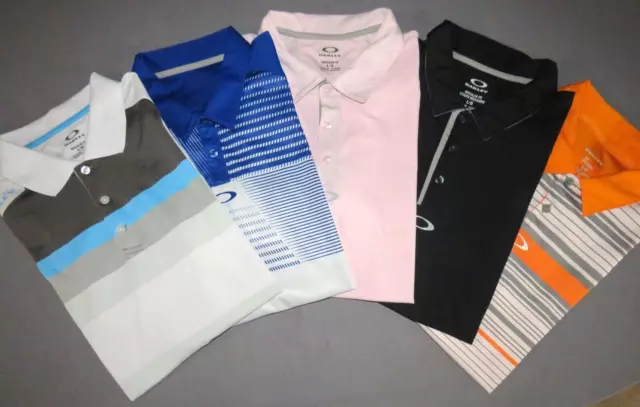 Lot of 5~ Oakley Hydrolix 100% Polyester Polo Golf Shirts Men's Large