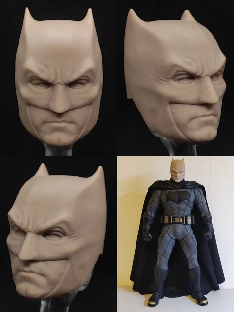 1/12 1/10 Ben Affleck Batman Head Sculpt Unpainted for 6" Mafex SHF Mez 7" Mcf