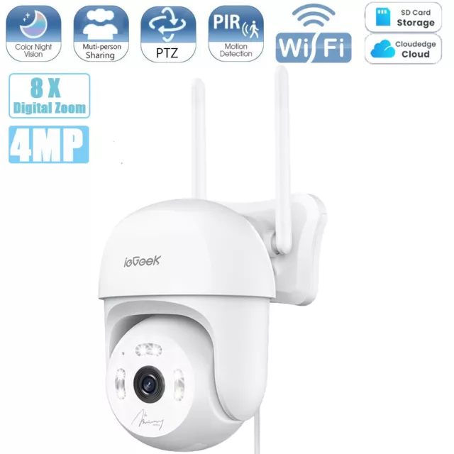 ieGeek 4MP 360° Auto Tracking Outdoor WiFi Security Camera Home CCTV System UK