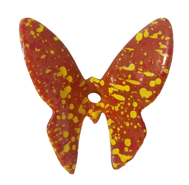 4 Vintage Plastic Faux Ceramic Speckled Butterfly Beads Macrame Plant Hangers 2