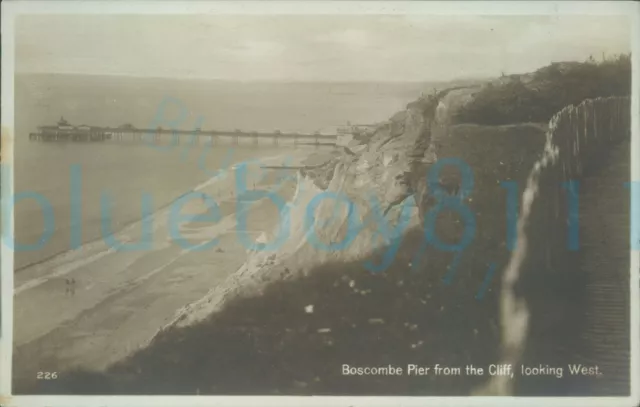 Boscombe Pier From the Cliff looking West 1925 postmark Real photo