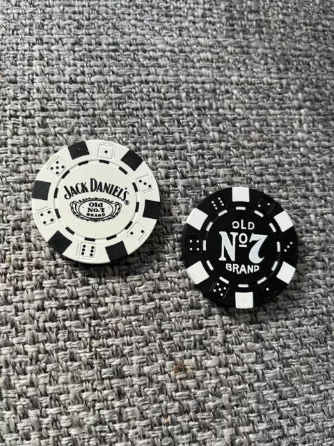 Brand New x 2 Poker Chip Golf Ball Markers  Jack Daniel’s OLD No 7 Brand Free PP