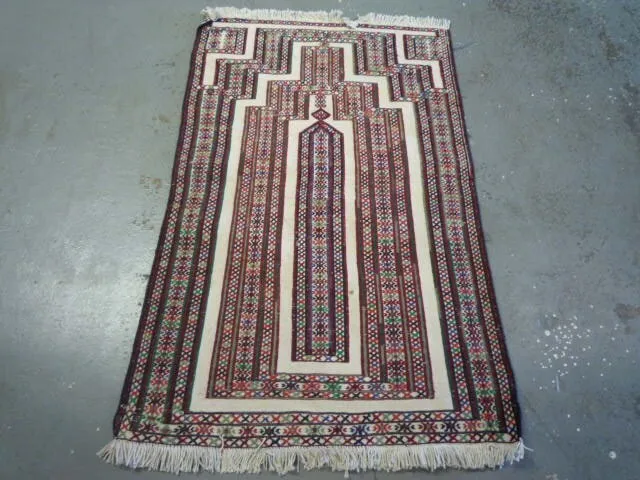 Old and pretty verneh kilim oriental rug (  3ft.8" x 2ft.3" )