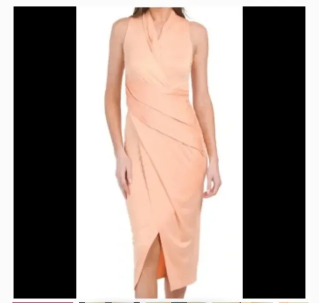 Rachel Roy Sleeveless Stretch Blush Crush Dress NWT Size Medium Drape Style