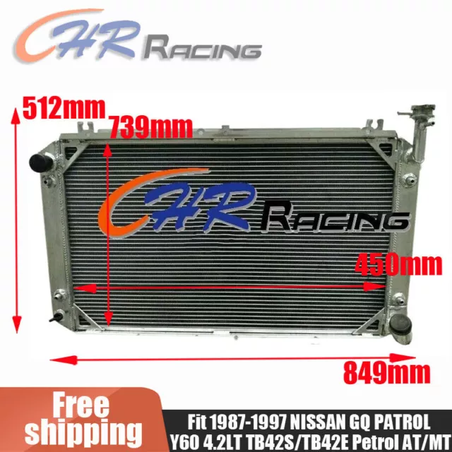 Aluminum radiator for GQ PATROL Y60 4.2L Petrol TB42S TB42E 1987-1997 automatic