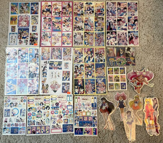 Lot of Vintage Sailor Moon Stickers Sheets, Stationery, RARE Holographic Decals