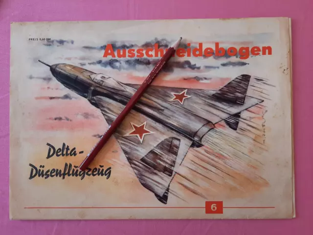 Delta-Düsenflugzeug Ausschneidebogen 6 Fröhlich sein und singen Junge Welt 1955