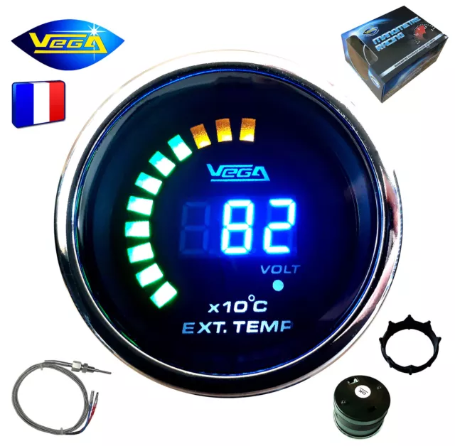 ► Manomètre Racing VEGA® 52mm Température Echappement Numérique+leds 200-1370°C