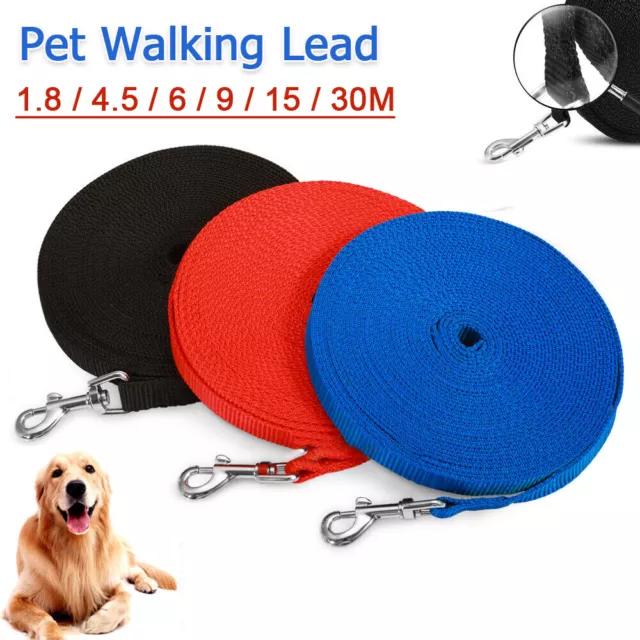 1.8/9/15/30M Long Dog Pet Puppy Training Obedience Recall Lead Leash Walk Black
