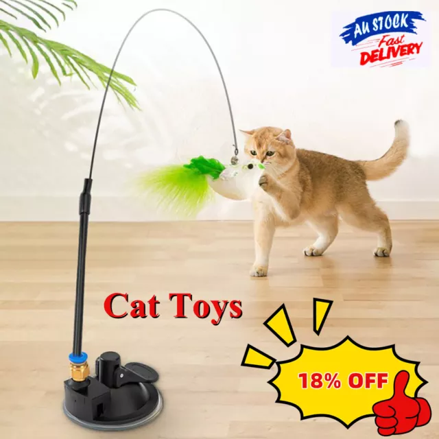 Cat Play Toy Simulation Birds Teaser Wand Interactive Stick with Suction Cup