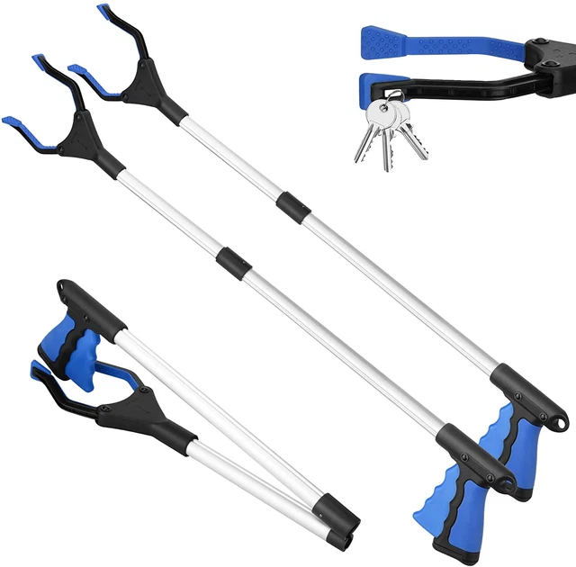 Paquete de 2 herramientas de agarre Reacher de 32 pulgadas con mandíbula giratoria antideslizante de 360°, G plegable