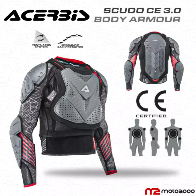 Pettorina Acerbis Protezione Completa Schiena Scudo Ce 3.0 Moto Cross Enduro