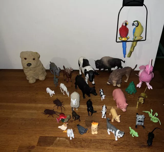 Farm Animals Bulk Lot Schleich And More Rubber Plastic Resin Figures Mixed Lot