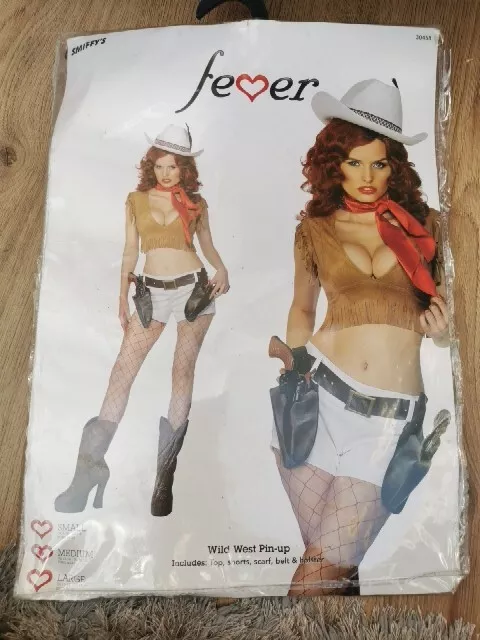 Smiffys Fever Wild West Pin Up Cowgirl Fancy Dress Outfit Ladies Size 12-14