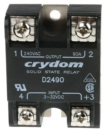 Sensata / Crydom D2490 Solid-State Relay - Control Voltage 3-32 VDC - Max Inp...