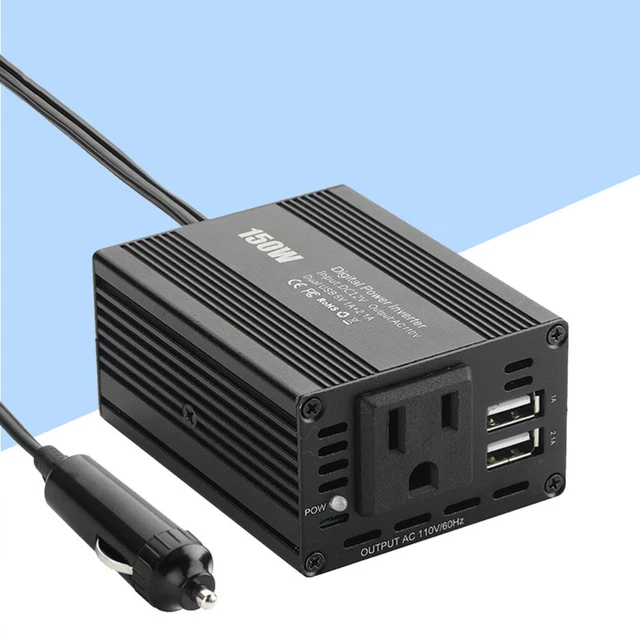 Inverter auto 150 W 12V DC a 110V AC convertitore sinusoidale doppio alimentatore auto USB (
