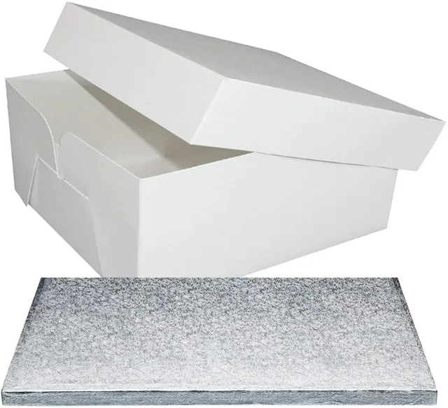 White Cake Boxes with Lids & Cake Boards Drums 12mm~8"10"12"14" & 16" ~UK STOCK