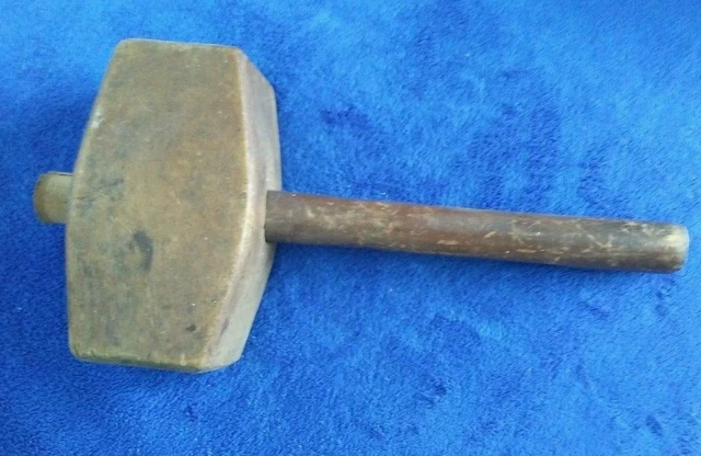 Antiguo  Maza o Martillo de Madera, Herramienta Antigua