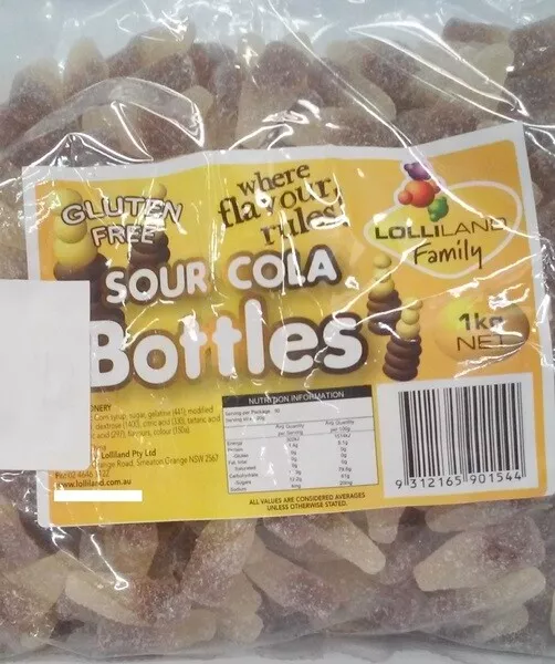 Sour Cola Bottles (1kg) Pk 1