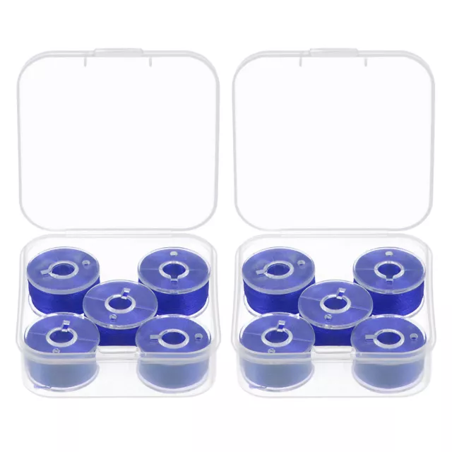 2set Prewound Sewing Bobbin Thread with Storage Plastic Case, Blue