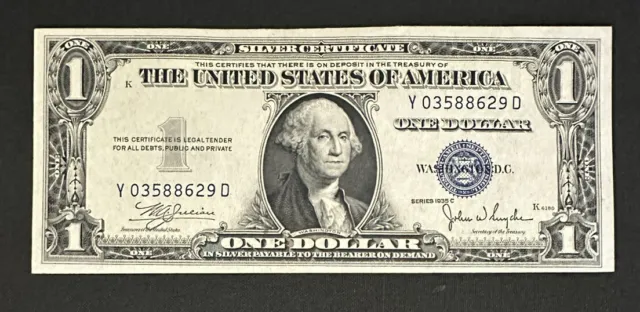 1935 C $1 Dollar Silver Certificate Blue Seal Nice Crisp Note