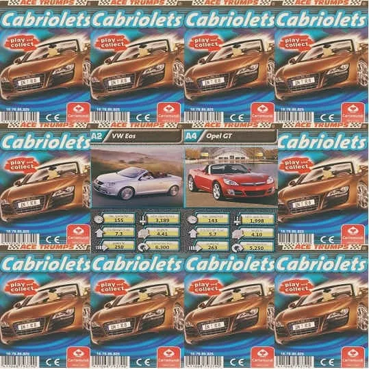 Top Trumps Single Cards Cabriolets Sports Cars Motors Ace Issue - Various (FB3)