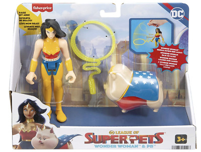 Fisher-Price Dc la Ligue Des De Super-Pets Wonder Woman & Pb Set 2 Pose Figures