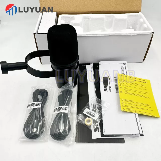 Black MV7 Shure Cardioid Dynamic Vocal / Broadcast Microphone USB & XLR Outputs